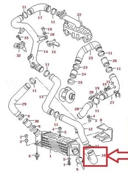 ШЛАНГ ТУРБО ТРУБКИ ИНТЕРКУЛЕРА VW SEAT 6K0145832C