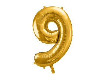 Balon foliowy na hel CYFRA 9 - złoty - 100 cm