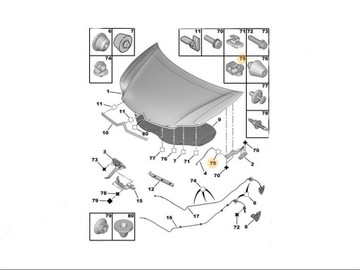 КРЫШКА РУЧКА ОПОРЫ КАПОТА CITROEN C2 C3 DS3 C4