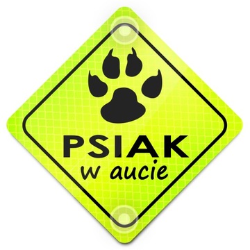 PIES PSIAK W AUCIE ODBLASK NEON NA AUTO PRZYSSAWKI