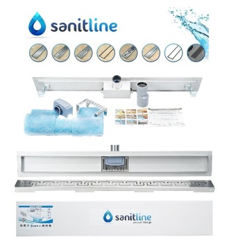 Линейный слив SANITLINE CERAMIC 90см 2в1 ДЛЯ ПЛИТКИ ИЛИ ГЛАДКОГО КОМПЛЕКТА PL