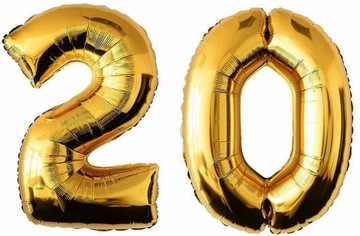 Balony Foliowe Cyfry 20 Hel Urodziny ZŁOTE 100cm