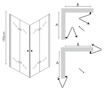 VELDMAN KABINA SKŁADANA OSLO DUO 90x80 80x90 6mm