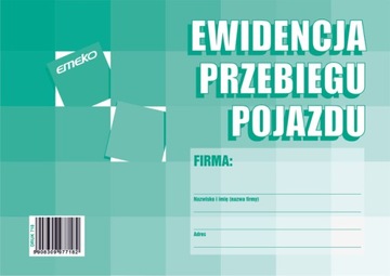 EWIDENCJA przebiegu pojazdu A5 druk Emeko 718 ŁÓDŹ