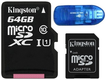 KINGSTON KARTA MICRO SD 64GB cl10 UHS + CZYTNIK SD