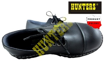 GLANY HUNTERS STEEL-NOSE 3-oczka NISKIE SKÓRA naturalna CZARNE 36