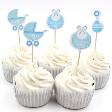 Topper na muffinki, dekoracja BABY SHOWER 9 szt