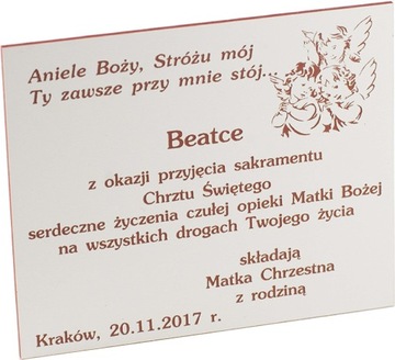 TABLICZKA CHRZEST dedykacja prezent GRAWER 12x10cm