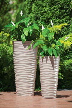 ЦВЕТОЧНЫЙ ГОРШОК СО ВСТАВКОЙ SAHARA SLIM FLOWER POT 30 высота 56см диаметр 30см БЕЛЫЙ