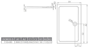 RADAWAY ПРЯМОУГОЛЬНЫЙ ДУШЕВОЙ ПОДДОН DOROS D 110x80x5см