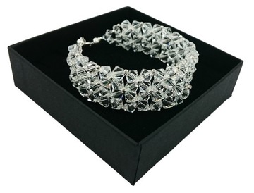 Bransoletka srebrna ŚLUBNA szeroka crystal 1030