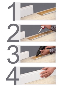 фото ориг. №6, 80x12 mm overlay floor mdf white decorative skirting board thin