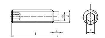 M8x10 Wkręt dociskowy nierdzewny DIN 915 10szt