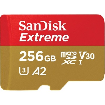 SANDISK MICROSDXC 256GB EXTREME UHS-3 V30 ODCZYT 190 ZAPIS 130 MB/S