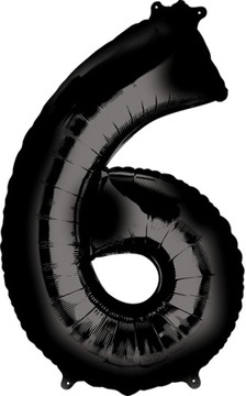 Balon foliowy CYFRA 6 czarna liczba GIGANT 100 cm