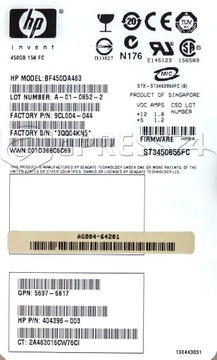 HP DISK 404396-003 450 ГБ F.CHANNEL 15K 3,5-дюймовый КАДДИ