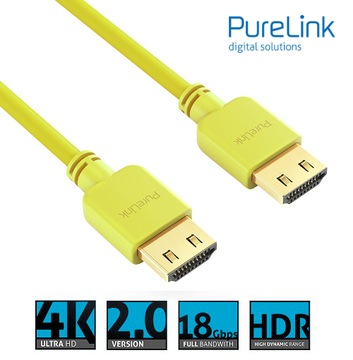 Purelink PI0504-005 markowy kabel HDMI 4K 18Gbps 0,5m elastyczny żółty