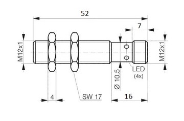 Индуктивный датчик М12 ПНП (НЗ) Sn-2, гнездо G12