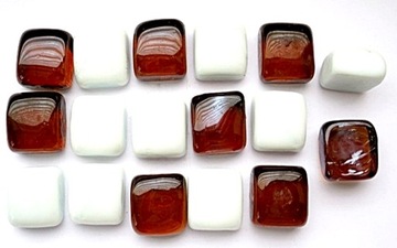 SZKLANE KOSTKI BIAŁE BRĄZOWE CHŁODZĄCE KAMIENIE DO WHISKY DRINKÓW 17 SZT