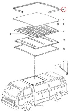 Оригинальный уплотнитель люка на крыше VW Bus T3