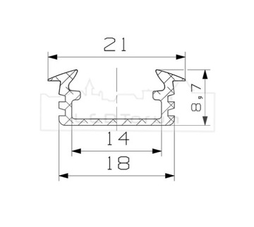 Алюминиевый профиль ALU-LED P1 ANOD WENGE WOOD 2м