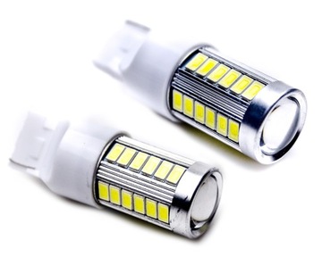 Żarówka LED W21W 7440 CanBus z Soczewką Zimna Biel