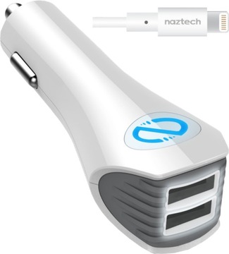 Двойное автомобильное зарядное устройство Naztech N420 (2 порта USB + кабель Apple)