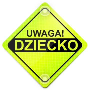 UWAGA DZIECKO NEON AUTO ODBLASK NA PRZYSSAWKI