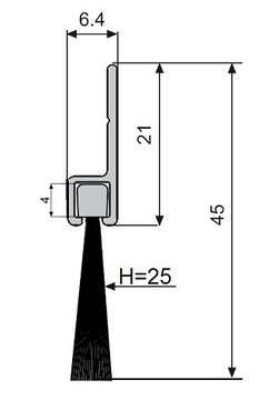 ЩЕТКА ДЛЯ УПЛОТНЕНИЯ ДВЕРЕЙ PROFIX H=25мм L=2м