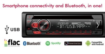 PIONEER DEH-S310BT FLAC ANDROID USB BT CD-РАДИО