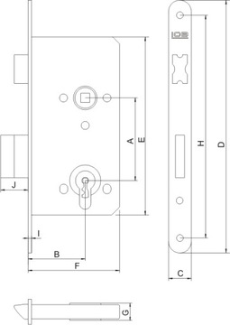 ZAMEK WPUSZCZANY DRZWIOWY LOB 72/50 Z75 TOALETA WC