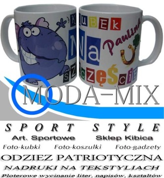 Kubek NA SZCZĘŚCIE nadruk imienia podstawka GRATIS