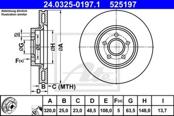 ATE POWER DISC P-DISCS VOLVO S40 V50 05- 320 мм