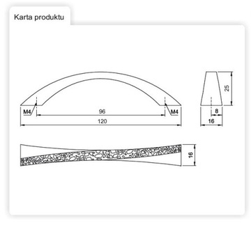 МЕБЕЛЬНАЯ РУЧКА В РЕТРО - UR018 96ММ ПАТИНА АМИКС