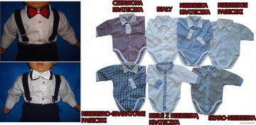 KOSZULA-BODY SPODNIE SZELKI MUSZKA DO CHRZTU r.98