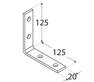 KW6 УЗКОУГЛОВОЙ МОНТАЖНЫЙ РАЗЪЕМ 125x125x20