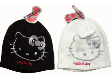 Czapka Hello Kitty 44-48 ecru czarna