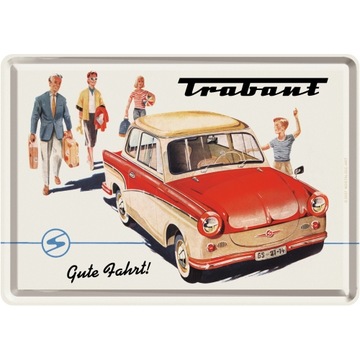 Pocztówka tabliczka TRABANT GUTE FAHRT! metal