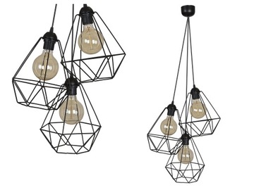 Nowoczesna LAMPA WISZĄCA Loft Diament 3-Płomienna