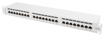 PATCH PANEL 24 port kat 5E FTP szary RACK Patchpanel 19