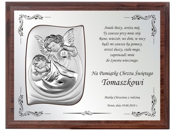 DUŻA PAMIĄTKA na CHRZEST ŚWIĘTY OBRAZEK XL SREBRO