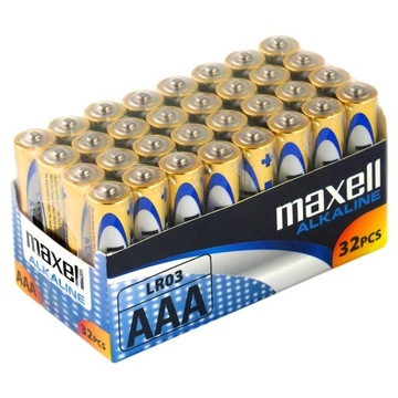 Baterie bateria alkaliczna AAA LR03 Maxell 32 szt