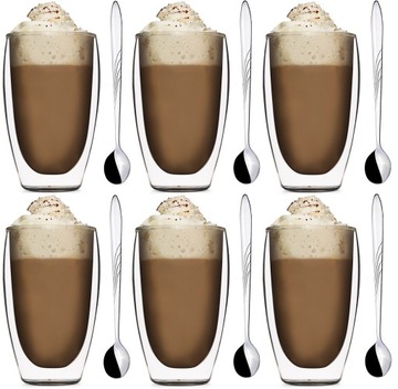 KOMPLET SZKLANEK KAWY HERBATY MROŻONEJ LATTE 380ML