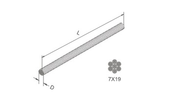 Канат кислотостойкий, нержавеющая сталь, плетение, 7х19 INOX, диаметр 3 мм.