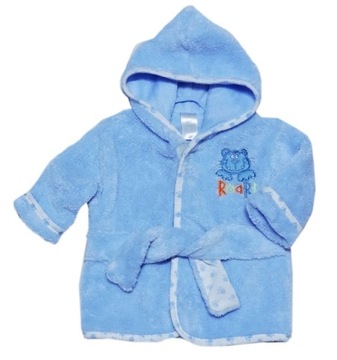 BABY ciepły PLUSZOWY szlafrok bawełniany niemowlęcy J.NOWY 56-62 0-3m