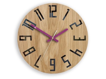 ZEGAR Drewniany Dąb Slim_Wood_Violet ModernClock