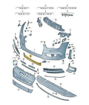 НИЖНЯЯ ЦЕНТРАЛЬНАЯ РЕШЕТКА ПЕРЕДНЕГО БАМПЕРА AUDI A7 C7 SLINE S7 ORIGINAL Дилерский центр