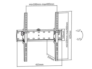 Крепление для телевизора 32–75 дюймов, 40 кг, VESA 400x400, 300x300, наклон для Samsung