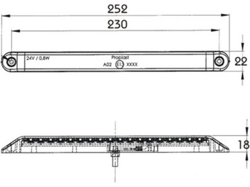 ЗАДНЯЯ ПРОТИВОТУМАННАЯ ФАРА LED 12V PROPLAST 25CM