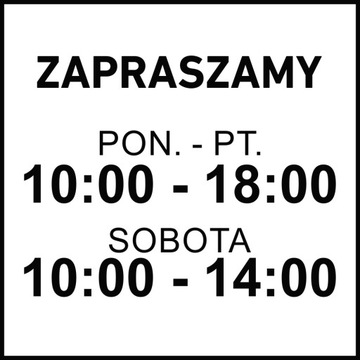 Naklejka godziny otwarcia sklepu na szybę drzwi czynne 30 cm